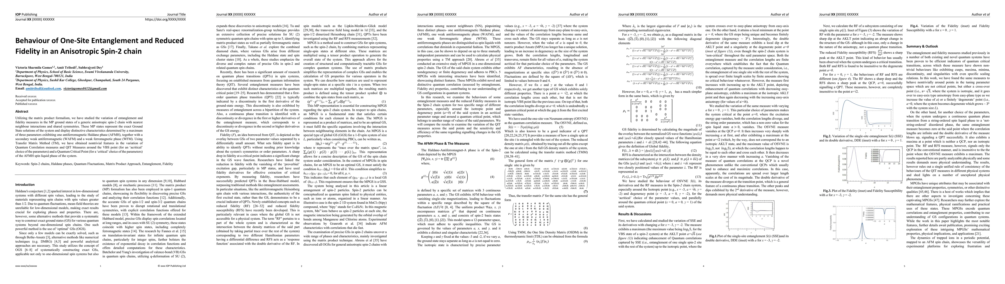 Thumbnail for Behaviour of One-Site Entanglement and Reduced Fidelity in an
  Anisotropic Spin-2 chain