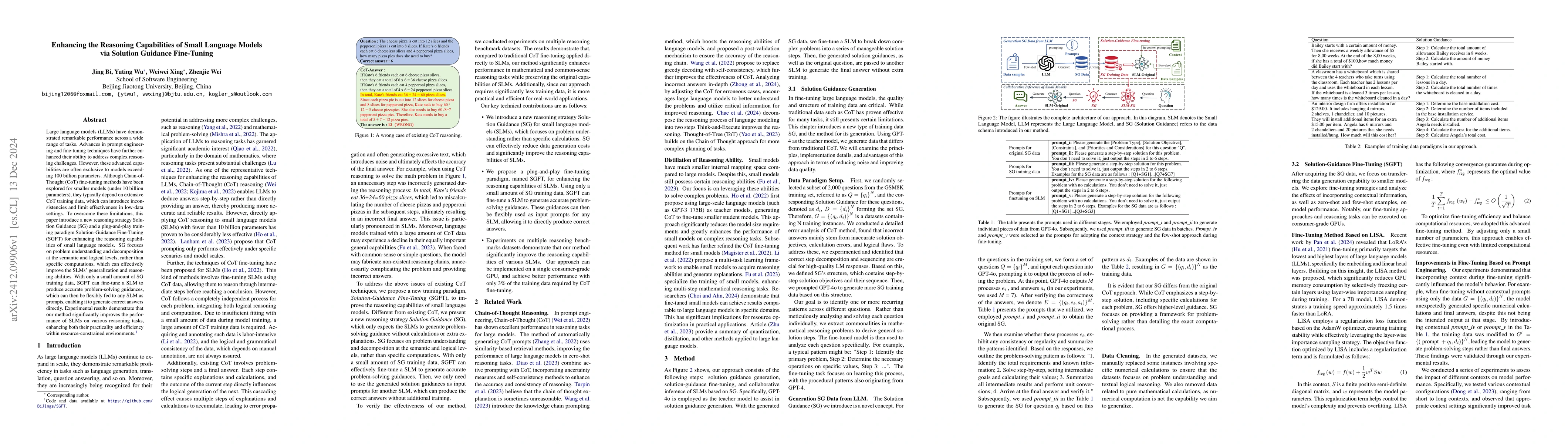 Thumbnail for Enhancing the Reasoning Capabilities of Small Language Models via
  Solution Guidance Fine-Tuning