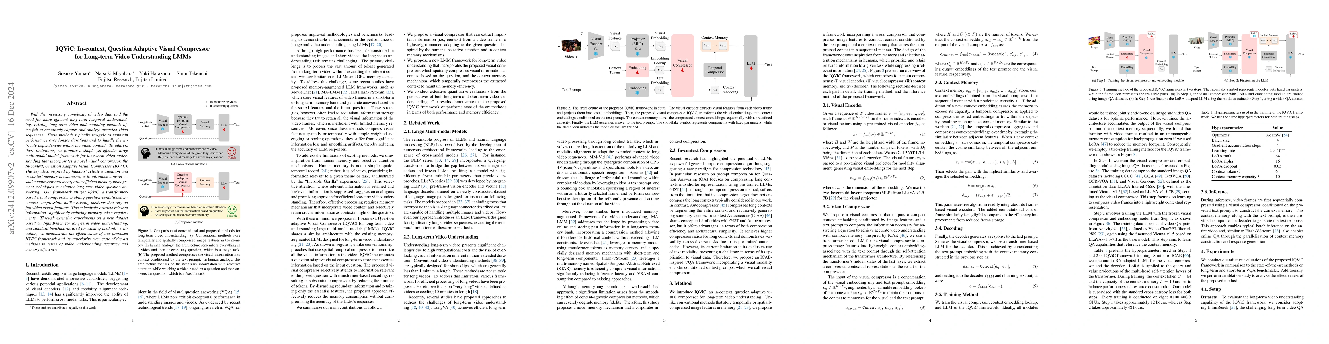 Thumbnail for IQViC: In-context, Question Adaptive Vision Compressor for Long-term
  Video Understanding LMMs