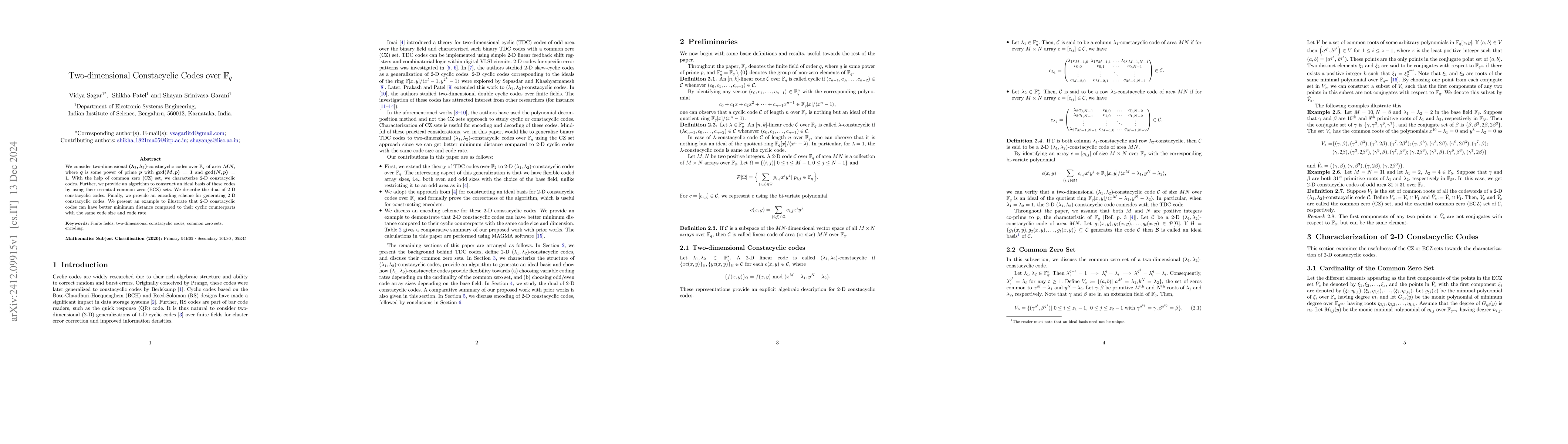 Thumbnail for Two-dimensional Constacyclic Codes over $\mathbb{F}_q$