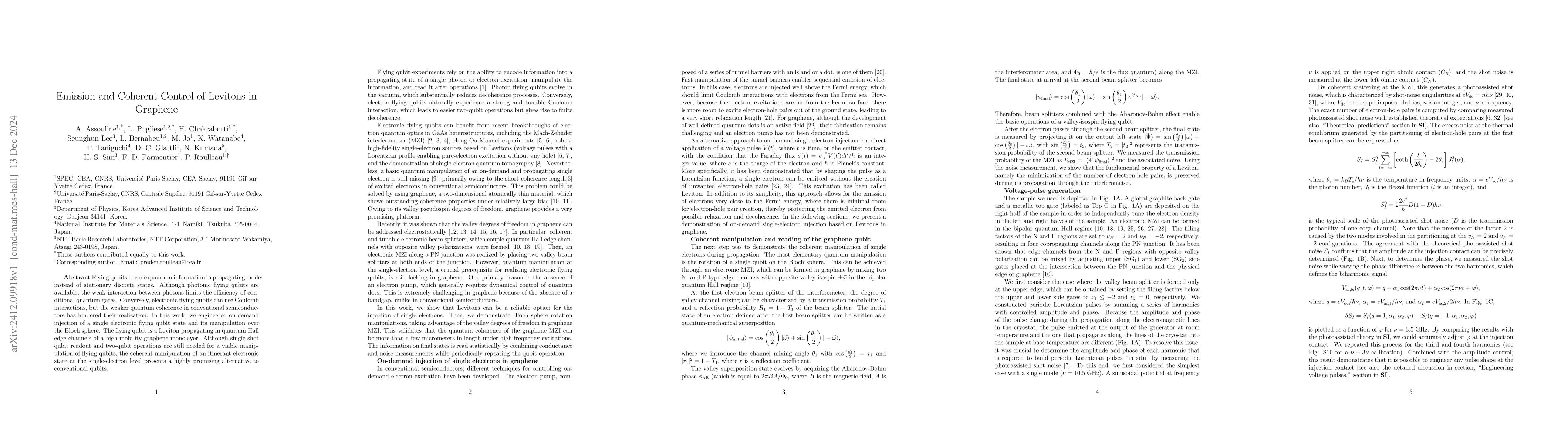 Thumbnail for Emission and Coherent Control of Levitons in Graphene