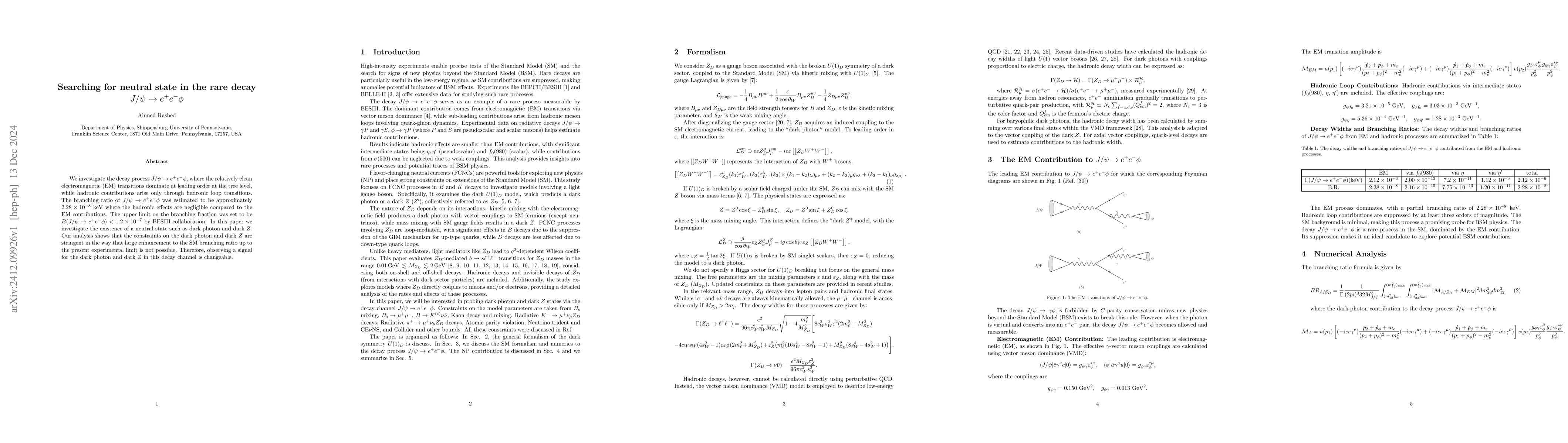 Thumbnail for Searching for neutral state in the rare decay $J/ψ\rightarrow e^+
  e^- φ$