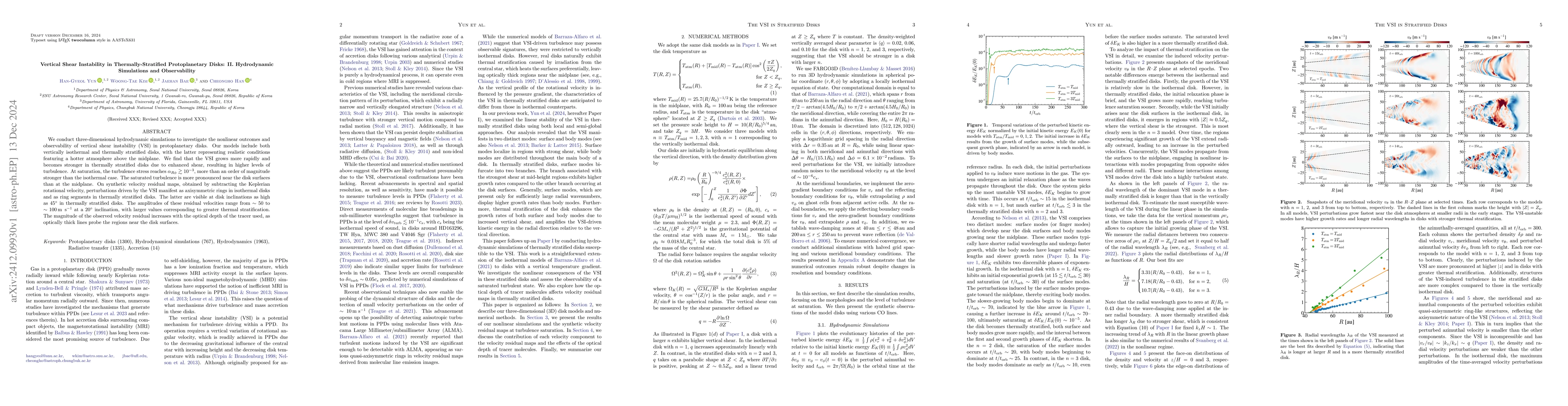 Thumbnail for Vertical Shear Instability in Thermally-Stratified Protoplanetary Disks:
  II. Hydrodynamic Simulations and Observability