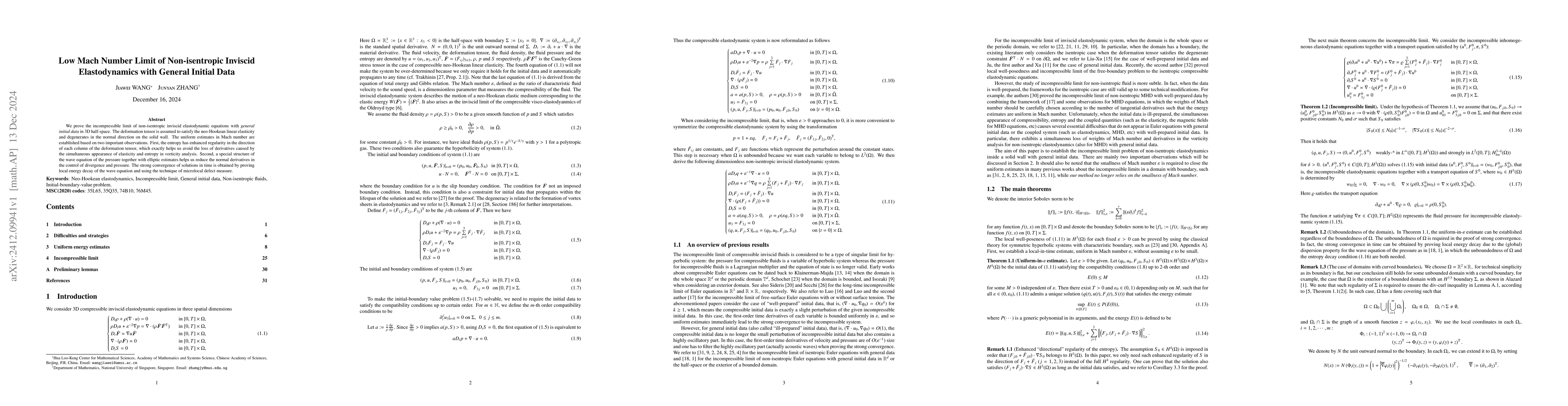Thumbnail for Low Mach Number Limit of Non-isentropic Inviscid Elastodynamics with
  General Initial Data