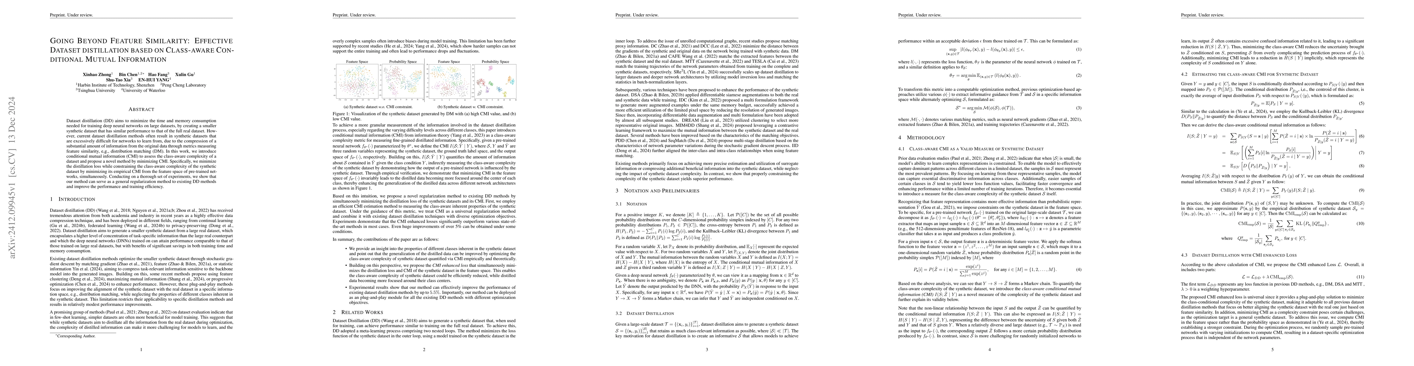 Thumbnail for Going Beyond Feature Similarity: Effective Dataset distillation based on
  Class-aware Conditional Mutual Information