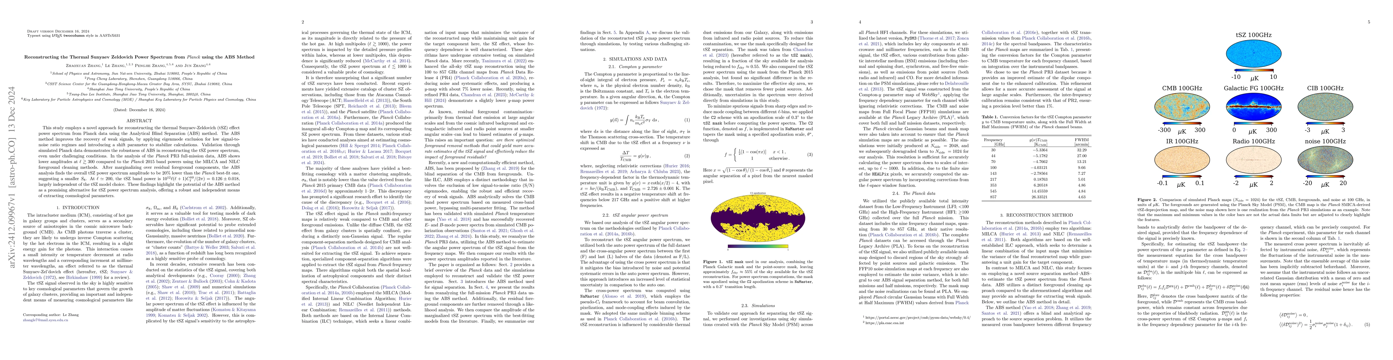 Thumbnail for Reconstructing the Thermal Sunyaev Zeldovich Power Spectrum from Planck
  using the ABS Method