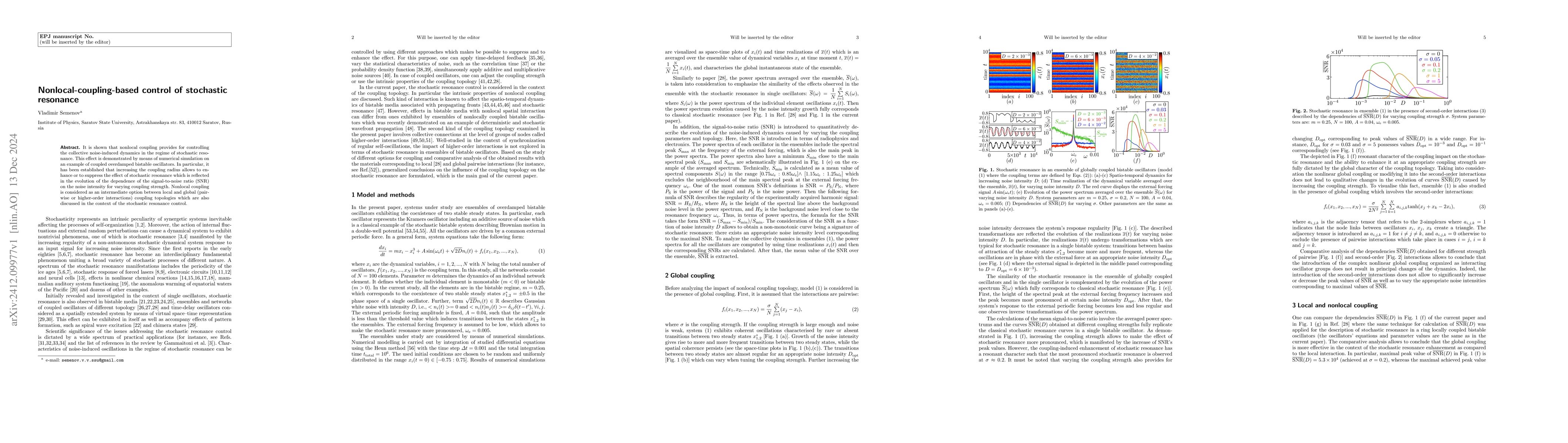 Thumbnail for Nonlocal-coupling-based control of stochastic resonance