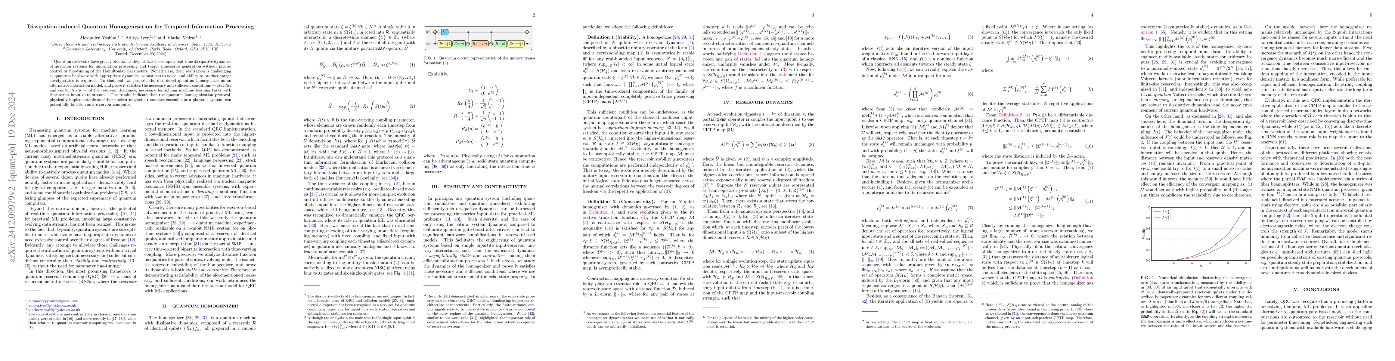 Thumbnail for Dissipation-induced Quantum Homogenization for Temporal Information
  Processing