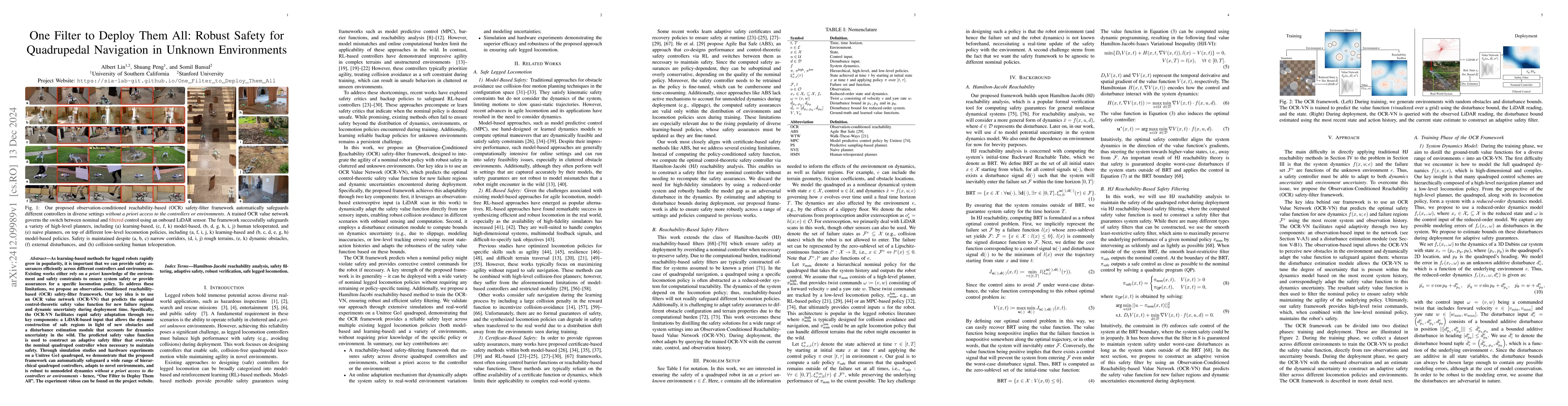 Thumbnail for One Filter to Deploy Them All: Robust Safety for Quadrupedal Navigation
  in Unknown Environments