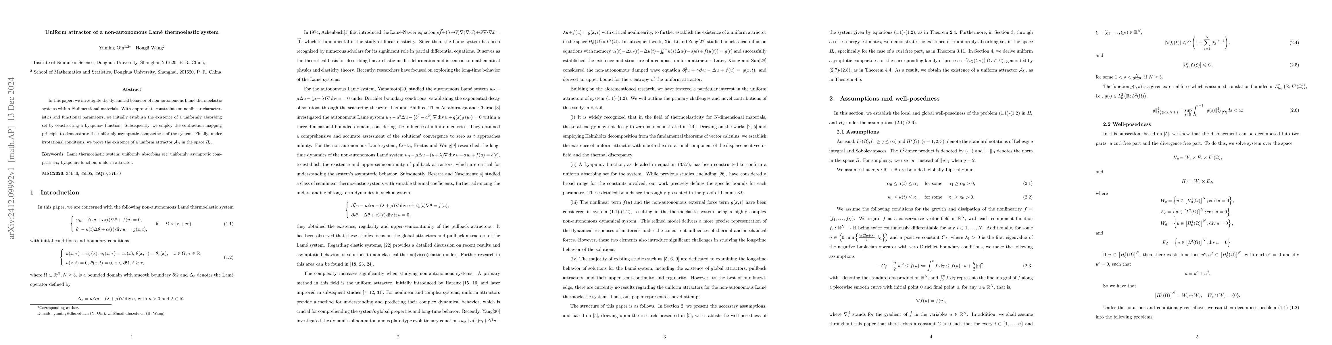 Thumbnail for Uniform attractor of a non-autonomous Lame thermoelastic system