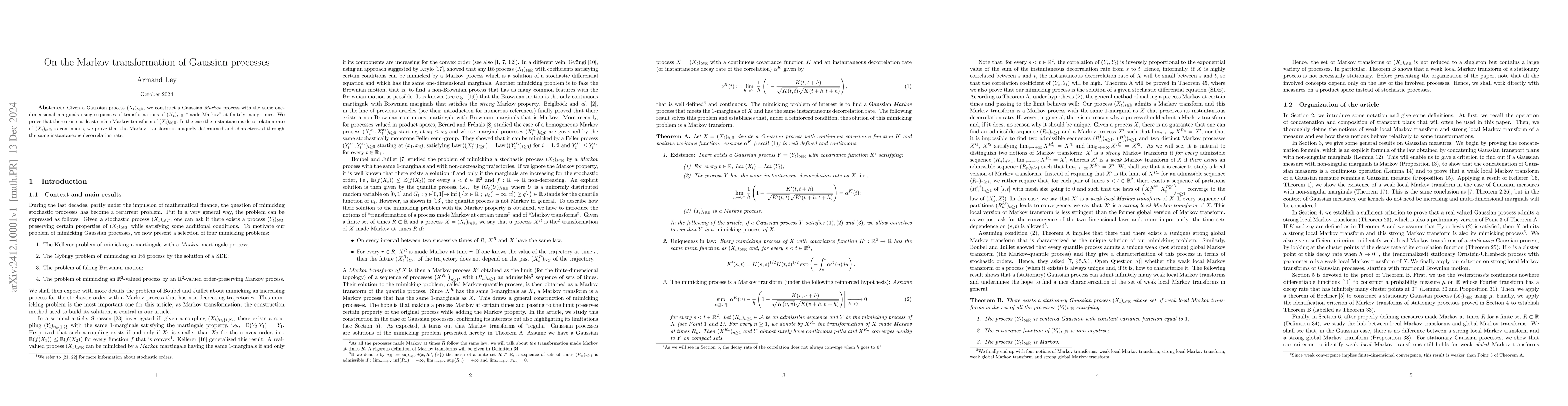 Thumbnail for On the Markov transformation of Gaussian processes