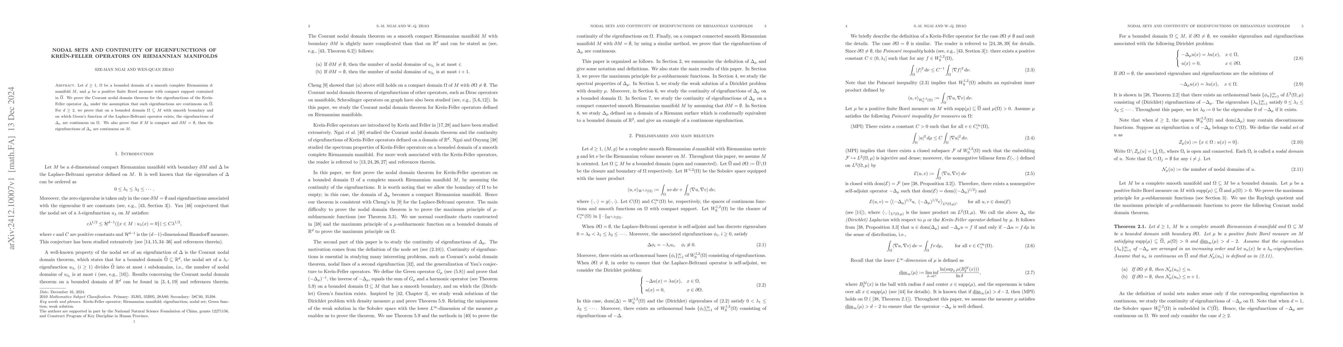 Thumbnail for Nodal sets and continuity of eigenfunctions of Krein-Feller operators on
  Riemannian manifolds