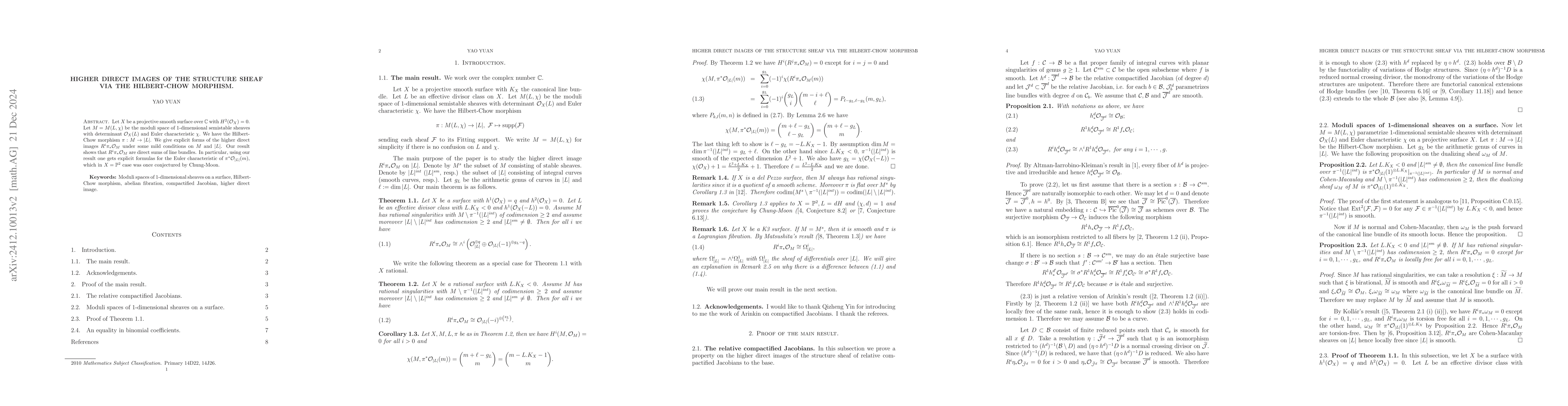 Thumbnail for Higher direct images of the structure sheaf via the Hilbert-Chow
  morphism