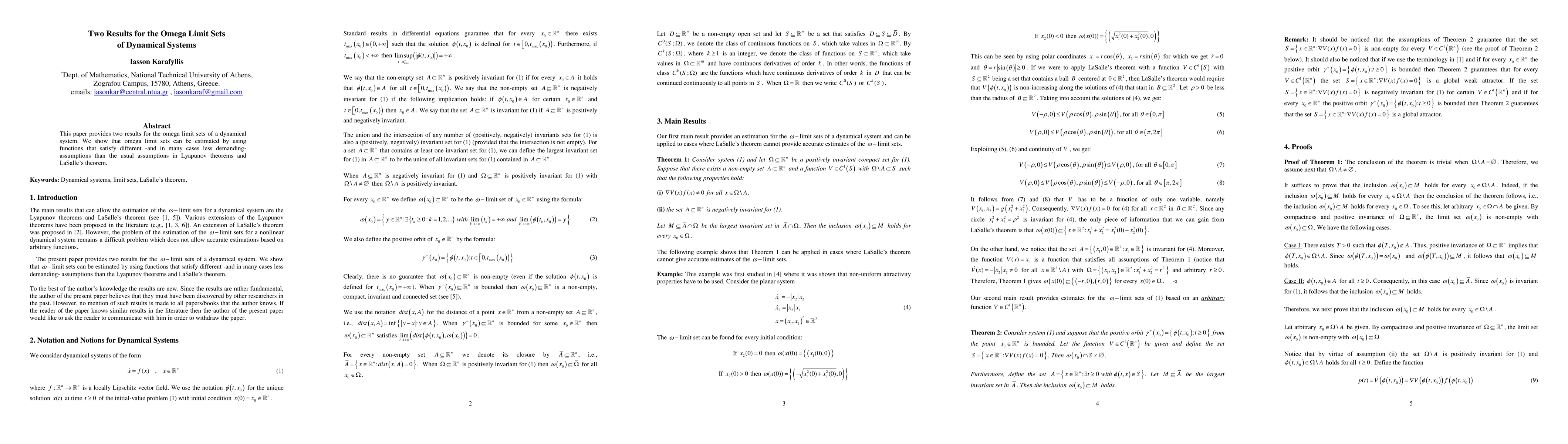 Thumbnail for Two Results for the Omega Limit Sets of Dynamical Systems