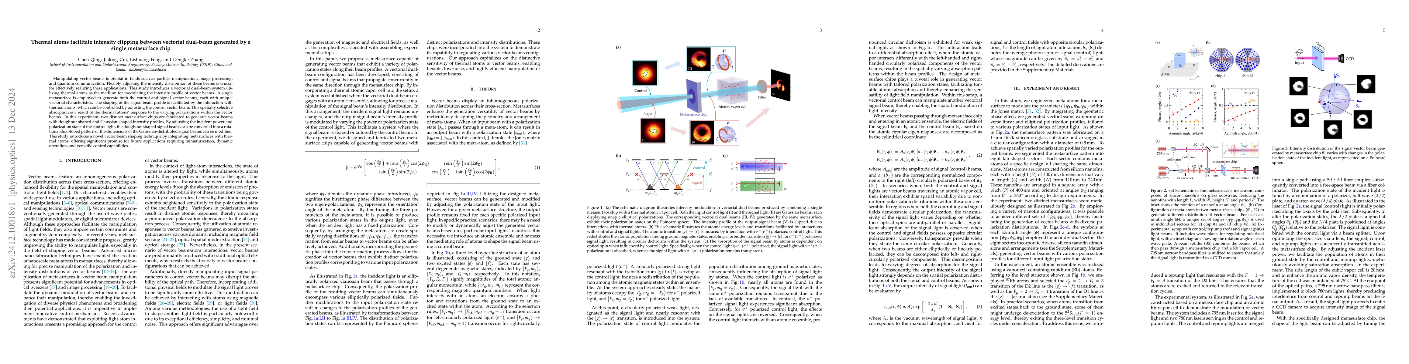Thumbnail for Thermal atoms facilitate intensity clipping between vectorial dual-beam
  generated by a single metasurface chip