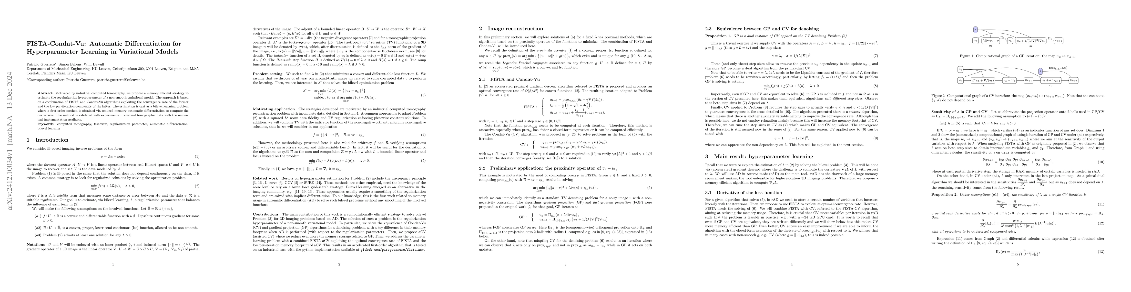 Thumbnail for FISTA-Condat-Vu: Automatic Differentiation for Hyperparameter Learning
  in Variational Models