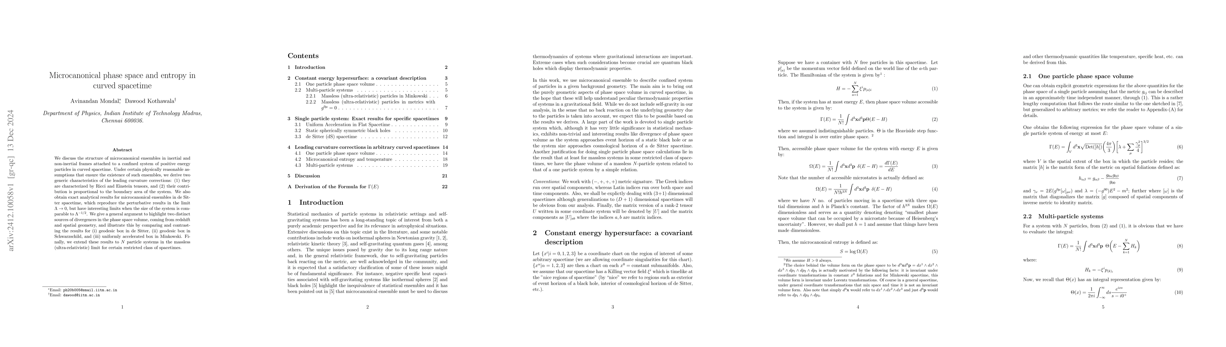 Thumbnail for Microcanonical Phase Space and Entropy in Curved Spacetime