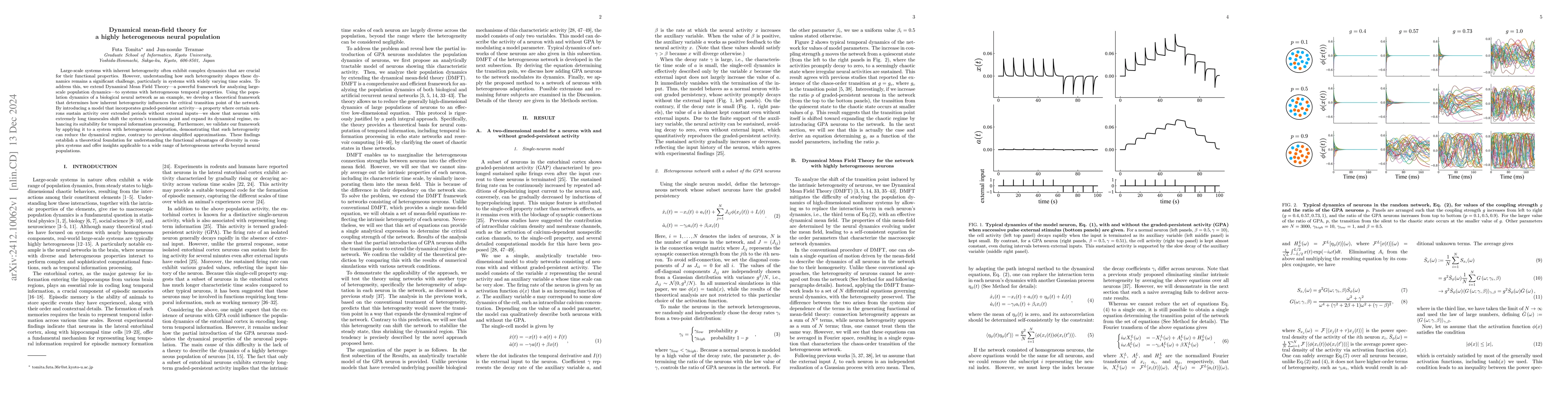 Thumbnail for Dynamical mean-field theory for a highly heterogeneous neural population