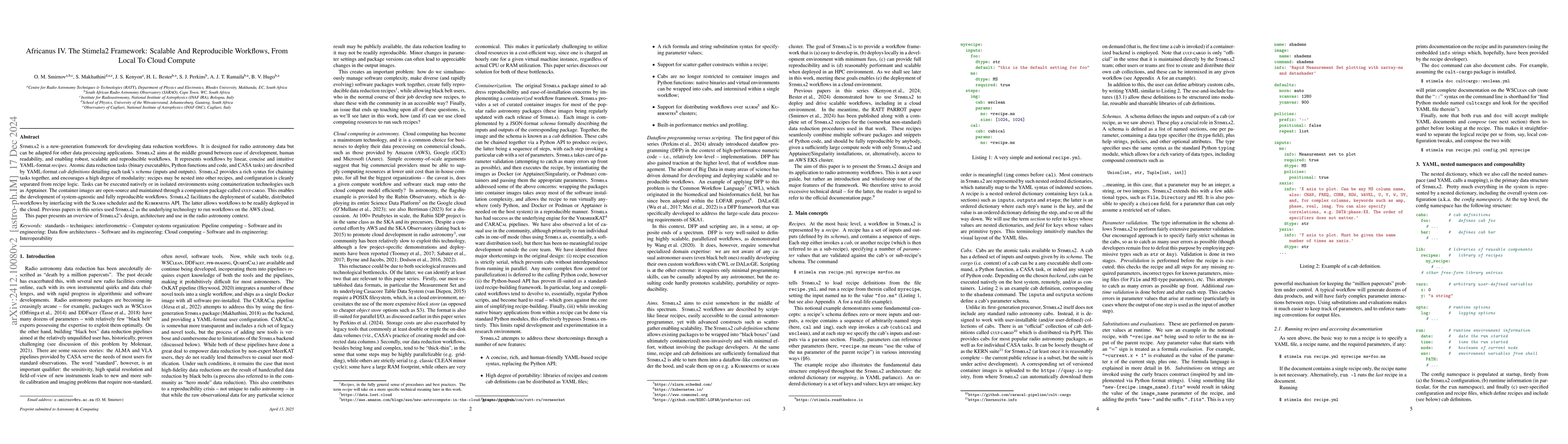 Thumbnail for Africanus IV. The Stimela2 framework: scalable and reproducible
  workflows, from local to cloud compute