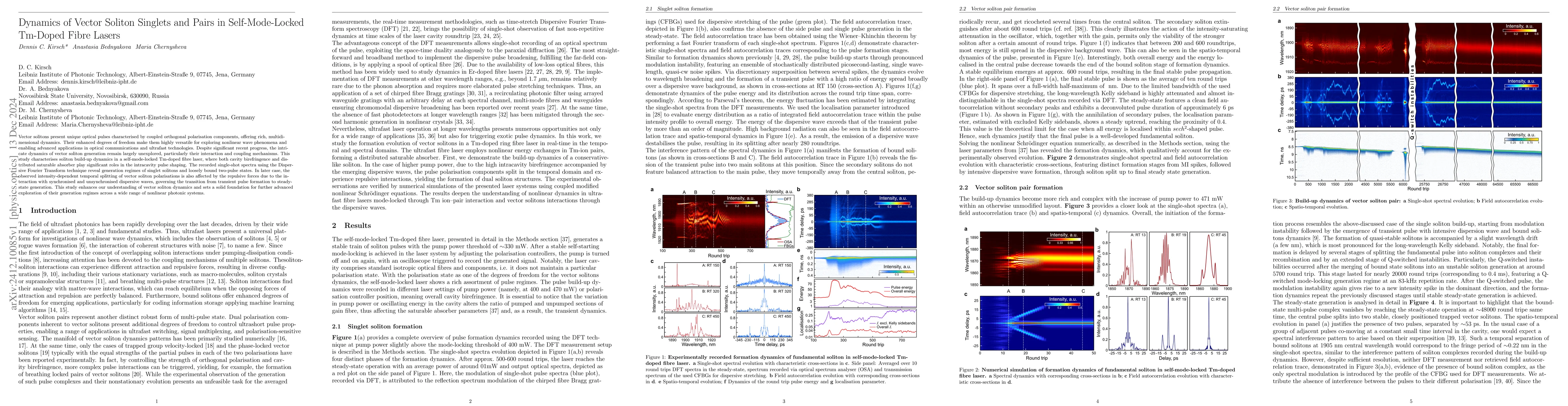 Thumbnail for Dynamics of Vector Soliton Singlets and Pairs in Self-Mode-Locked
  Tm-Doped Fibre Lasers