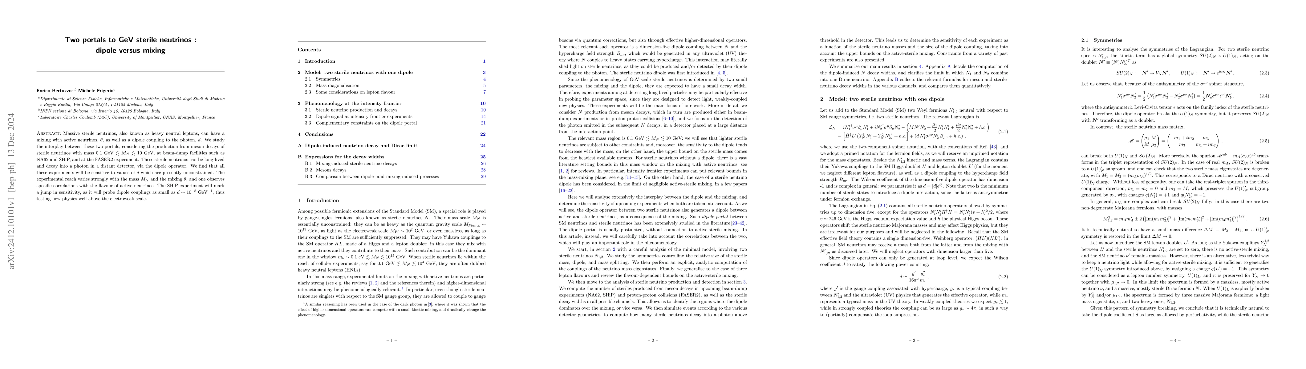 Thumbnail for Two portals to GeV sterile neutrinos : dipole versus mixing