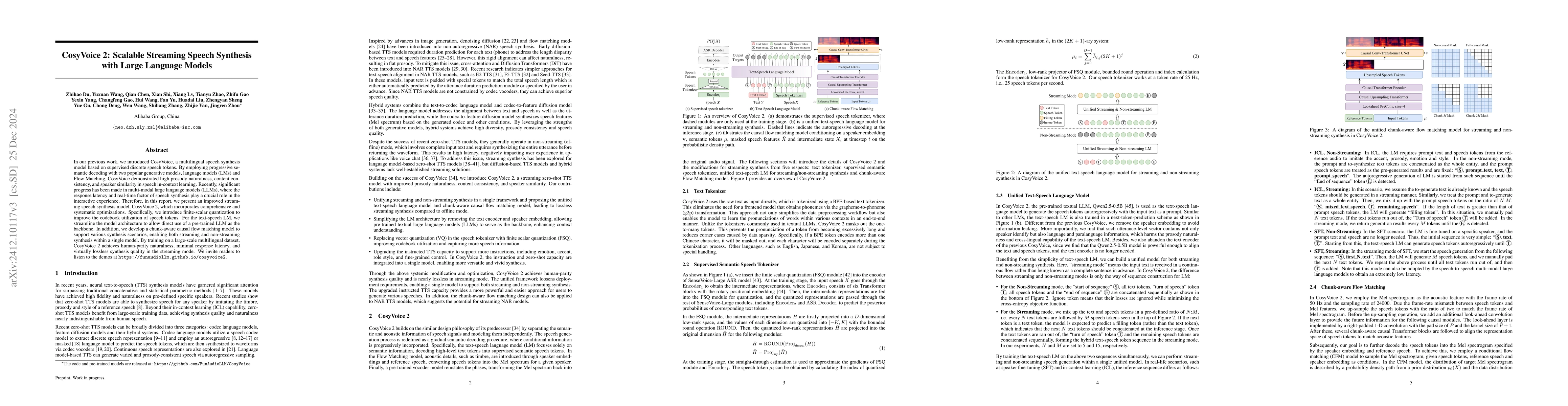 Thumbnail for CosyVoice 2: Scalable Streaming Speech Synthesis with Large Language
  Models