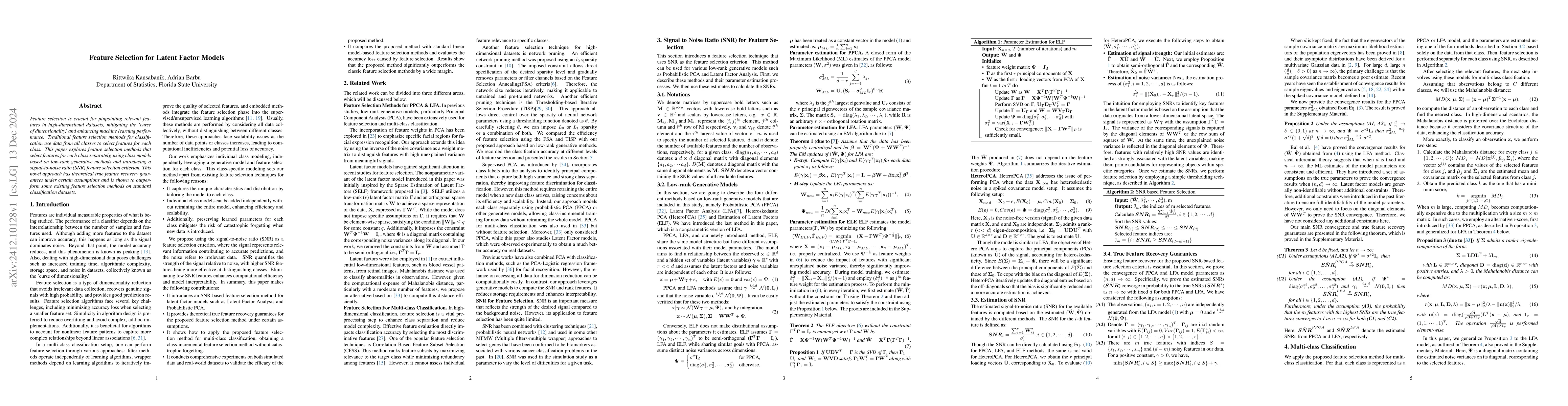 Thumbnail for Feature Selection for Latent Factor Models
