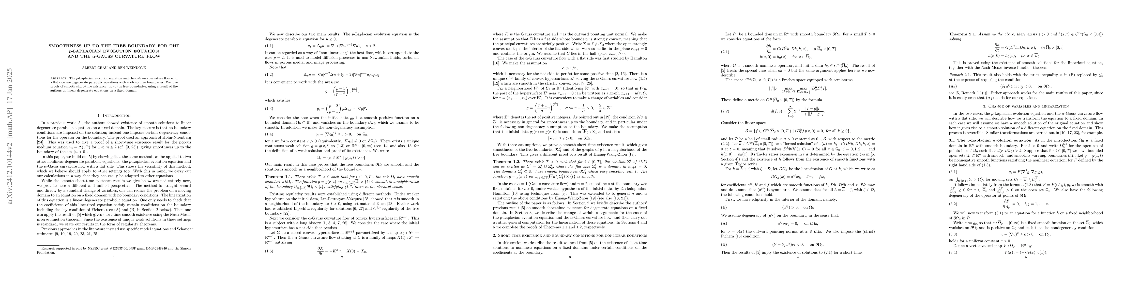 Thumbnail for Smoothness up to the free boundary for the $p$-Laplacian evolution
  equation and the $α$-Gauss curvature flow