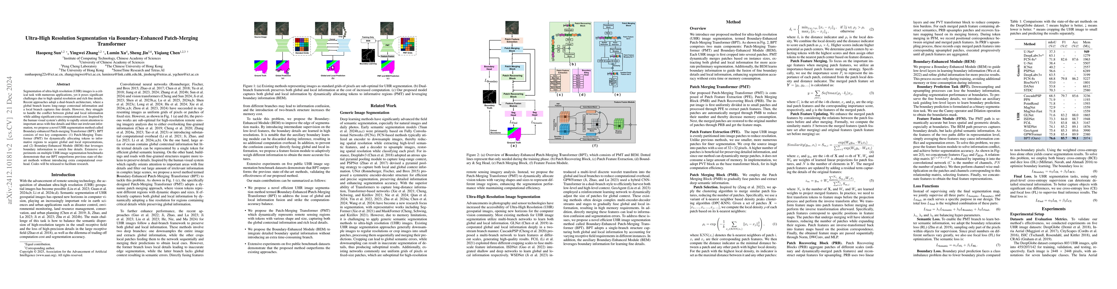 Thumbnail for Ultra-High Resolution Segmentation via Boundary-Enhanced Patch-Merging
  Transformer