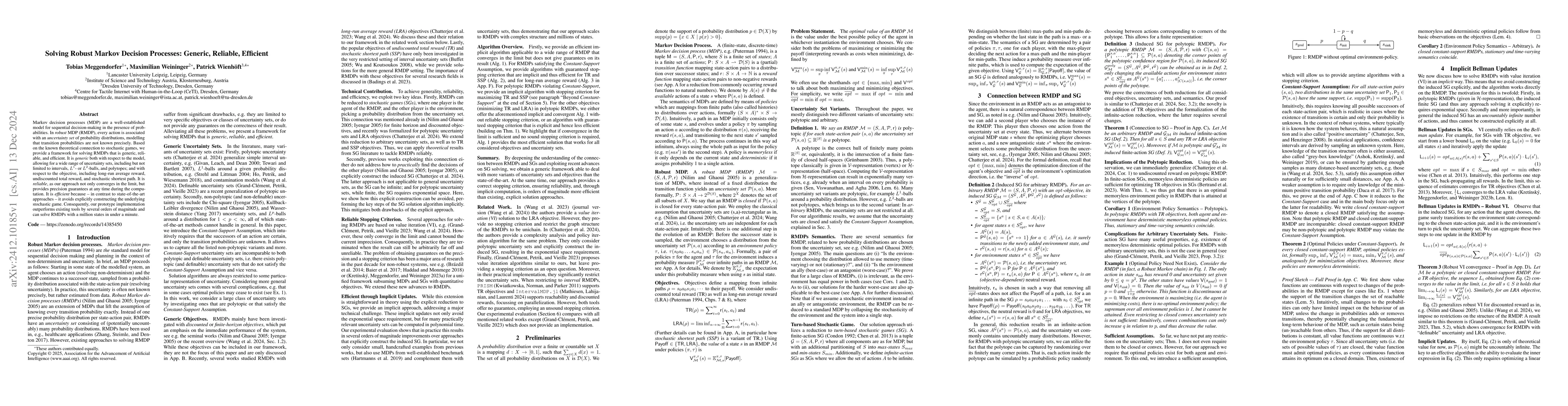 Thumbnail for Solving Robust Markov Decision Processes: Generic, Reliable, Efficient