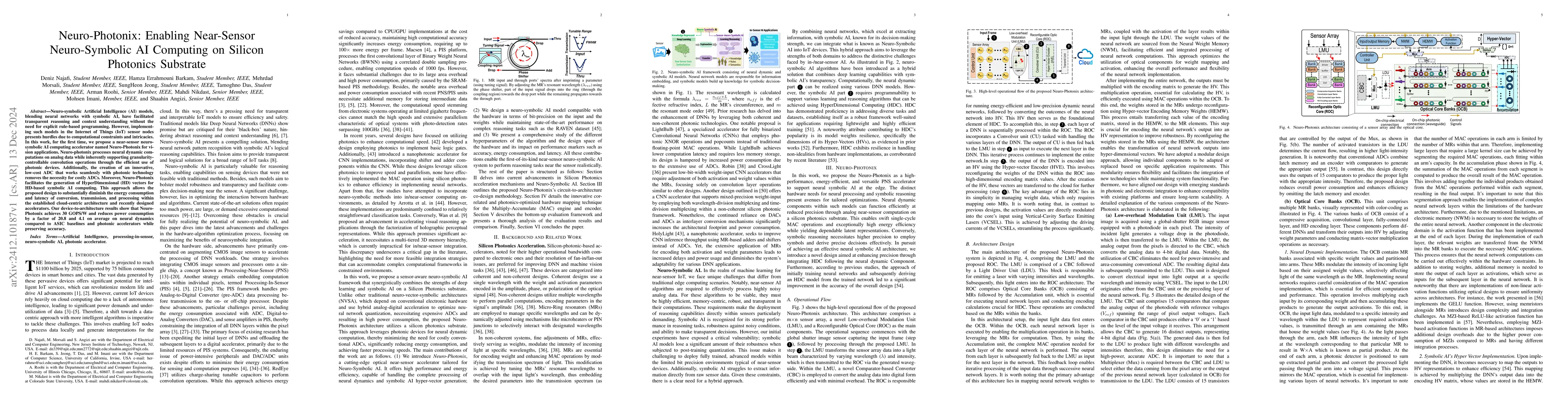 Thumbnail for Neuro-Photonix: Enabling Near-Sensor Neuro-Symbolic AI Computing on
  Silicon Photonics Substrate