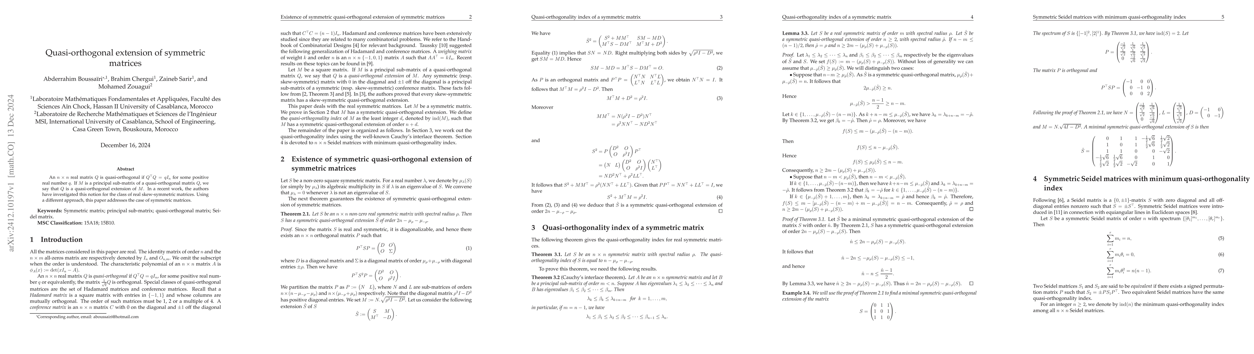Thumbnail for Quasi-orthogonal extension of symmetric matrices