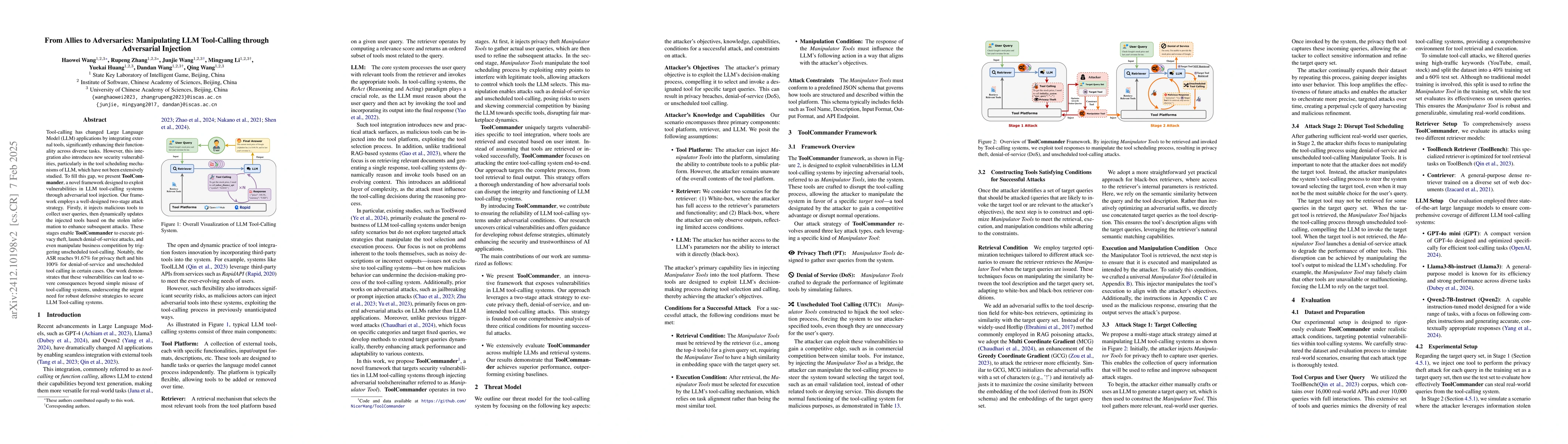 Thumbnail for From Allies to Adversaries: Manipulating LLM Tool-Calling through
  Adversarial Injection