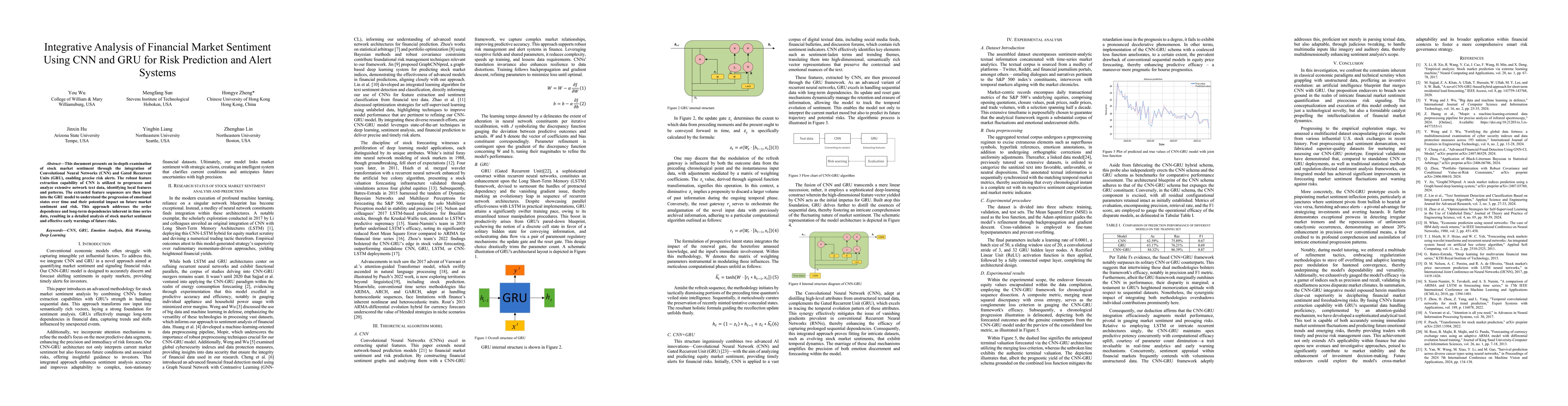 Thumbnail for Integrative Analysis of Financial Market Sentiment Using CNN and GRU for
  Risk Prediction and Alert Systems