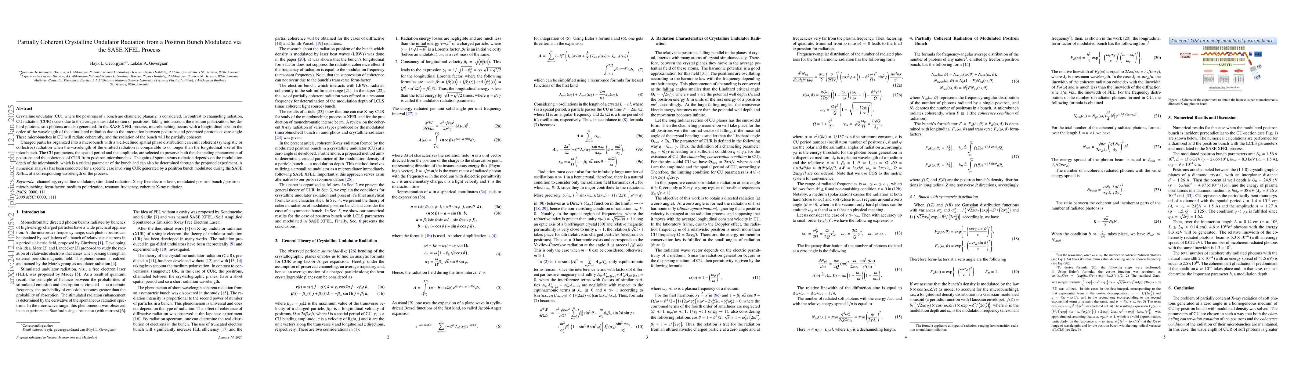 Thumbnail for Coherent radiation of modulated positron bunch formed in crystalline
  undulator