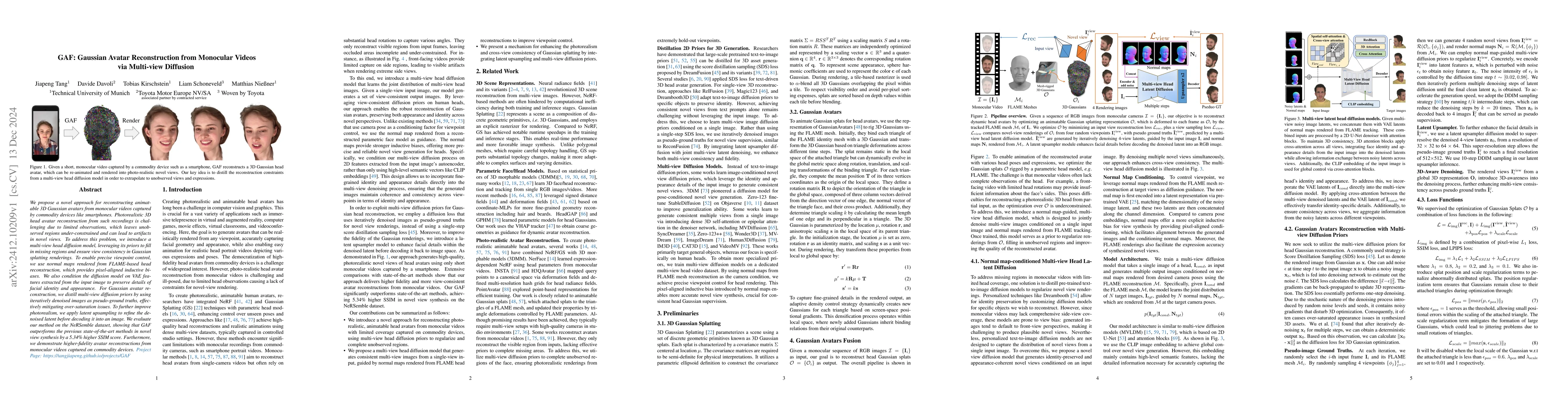 Thumbnail for GAF: Gaussian Avatar Reconstruction from Monocular Videos via Multi-view
  Diffusion
