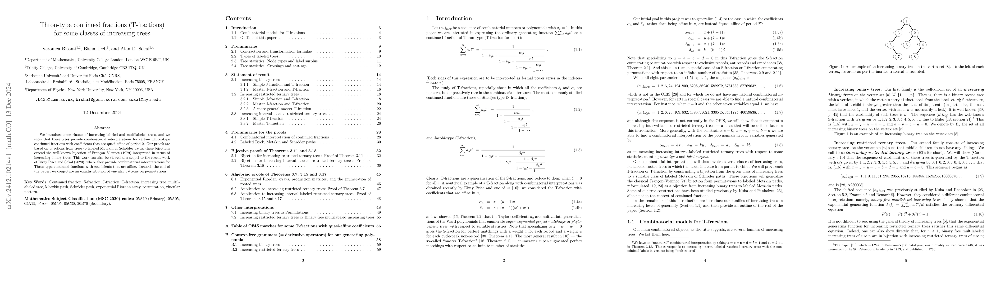 Thumbnail for Thron-type continued fractions (T-fractions) for some classes of
  increasing trees
