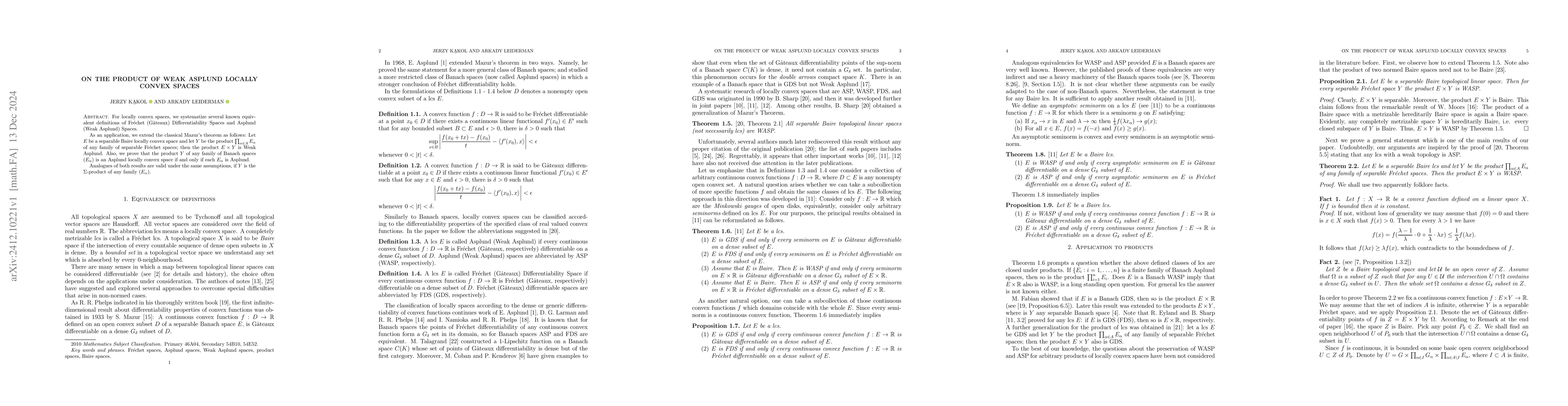 Thumbnail for On the product of Weak Asplund locally convex spaces
