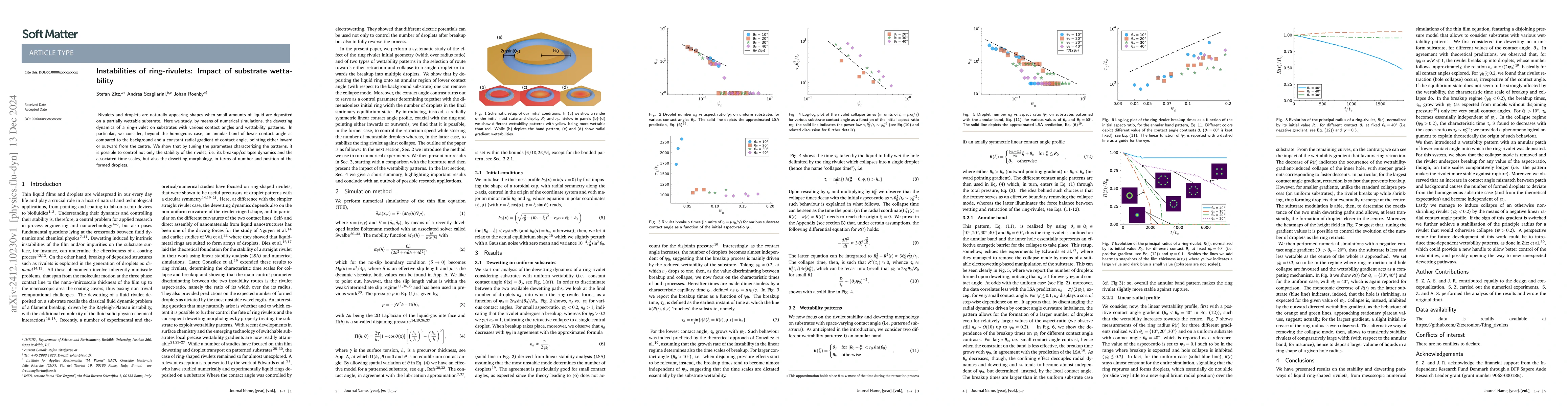 Thumbnail for Instabilities of ring-rivulets: Impact of substrate wettability