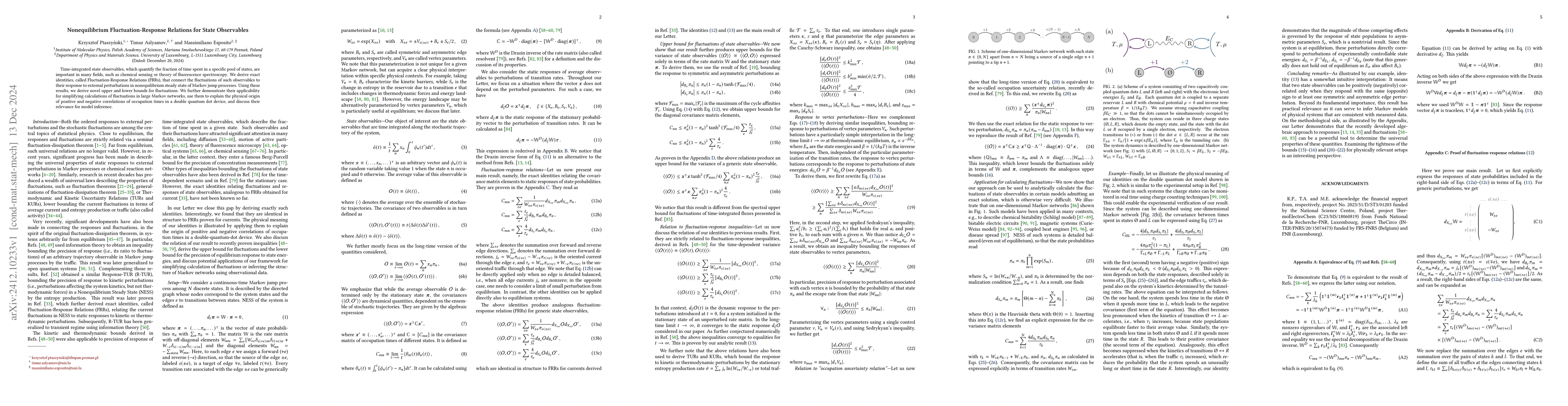 Thumbnail for Nonequilibrium Fluctuation-Response Relations for State Observables