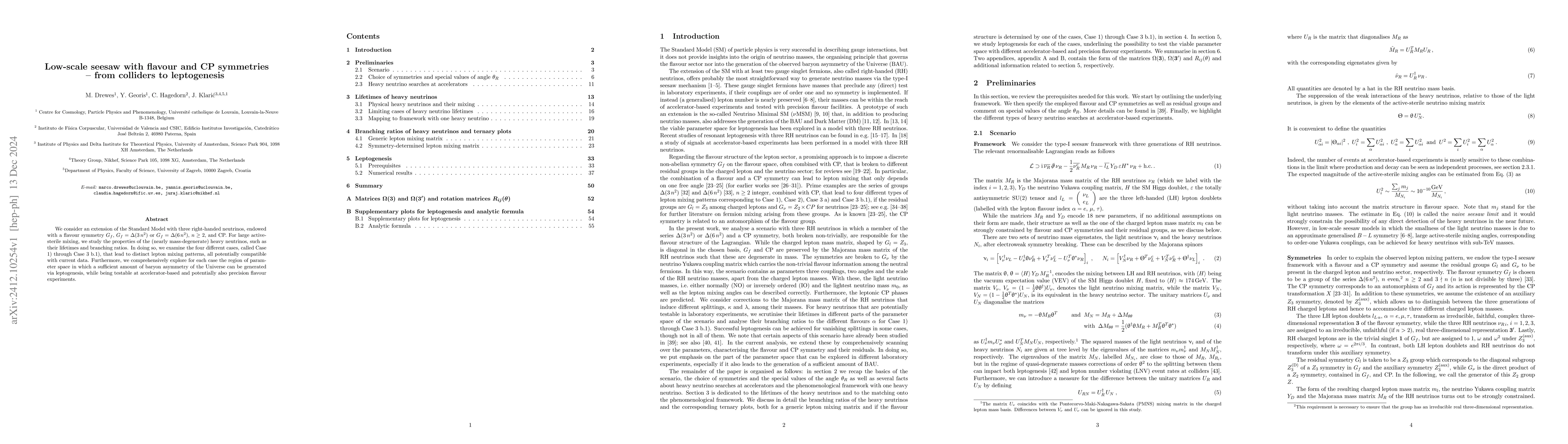 Thumbnail for Low-scale seesaw with flavour and CP symmetries $\unicode{x2013}$ from
  colliders to leptogenesis