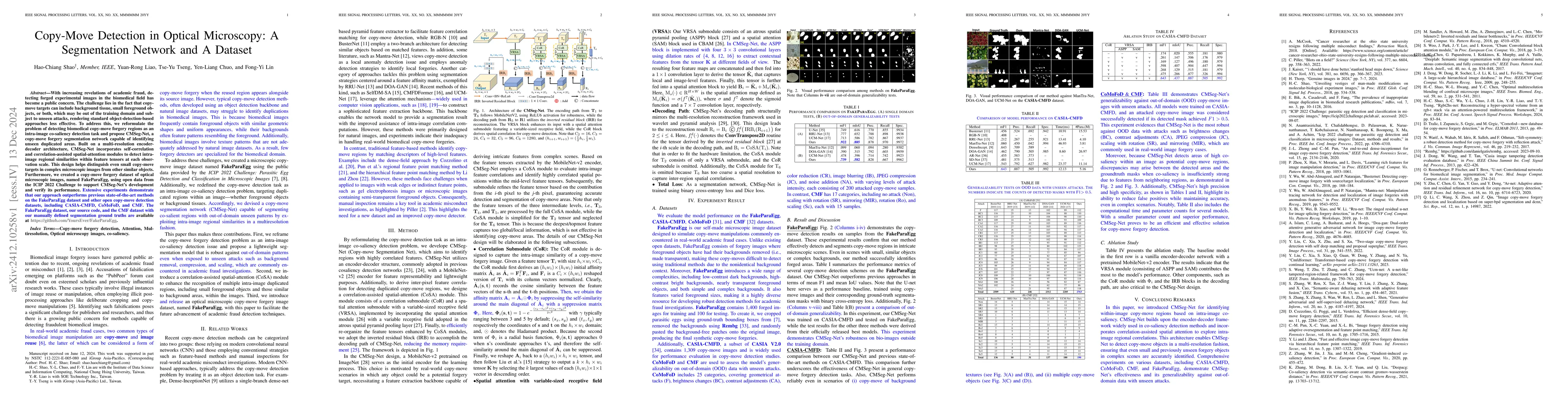 Thumbnail for Copy-Move Detection in Optical Microscopy: A Segmentation Network and A
  Dataset