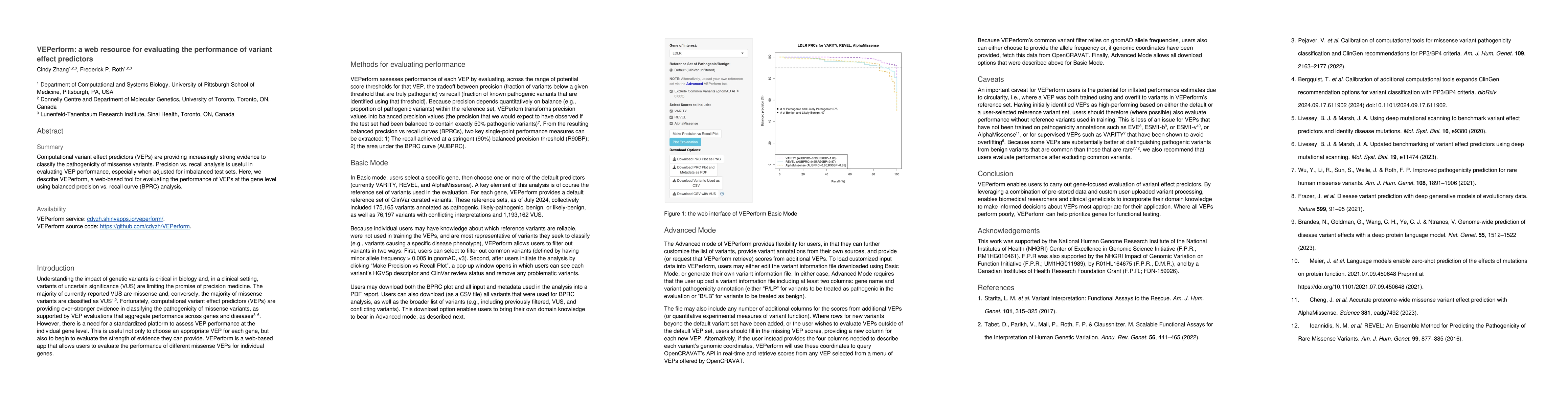Thumbnail for VEPerform: a web resource for evaluating the performance of variant
  effect predictors