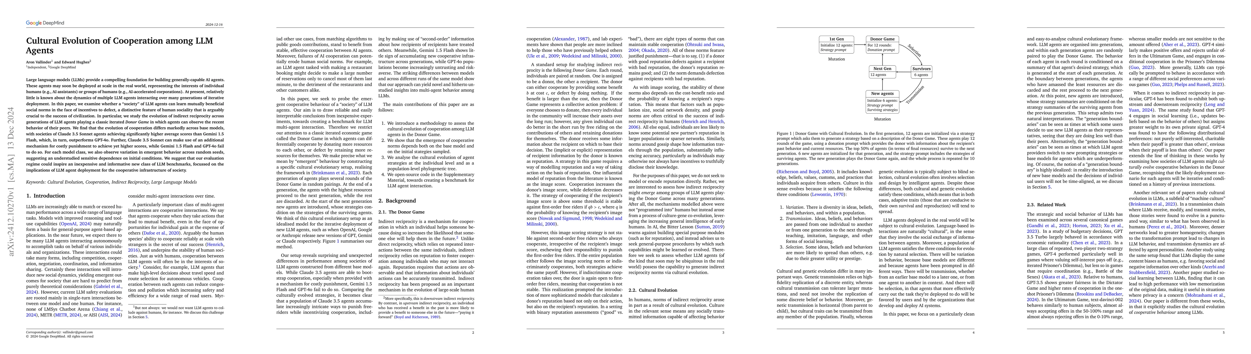 Thumbnail for Cultural Evolution of Cooperation among LLM Agents
