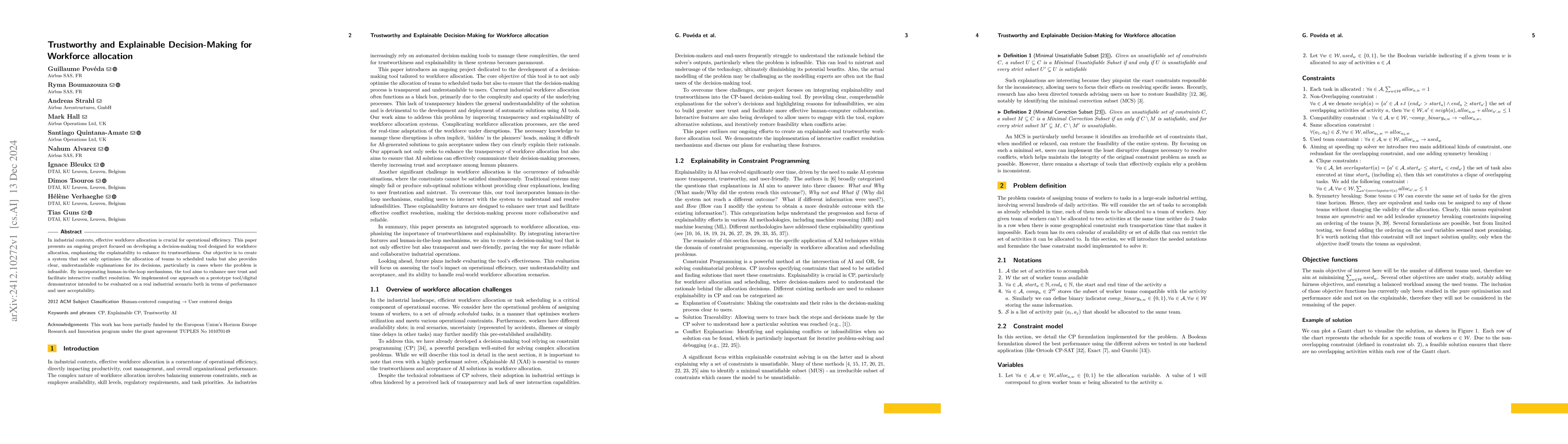 Thumbnail for Trustworthy and Explainable Decision-Making for Workforce allocation