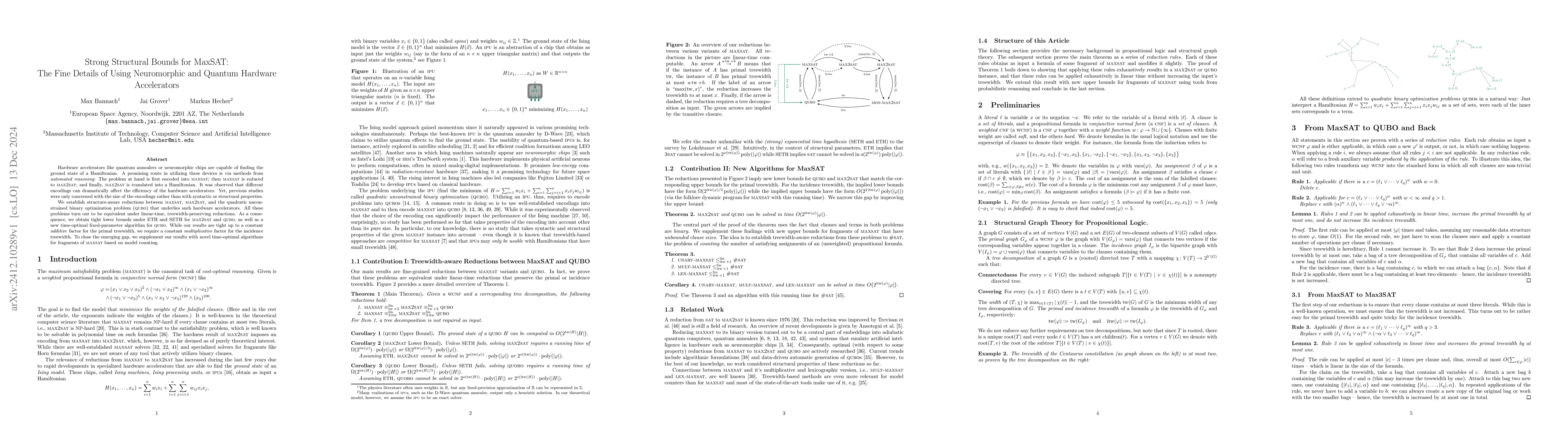 Thumbnail for Strong Structural Bounds for MaxSAT: The Fine Details of Using
  Neuromorphic and Quantum Hardware Accelerators