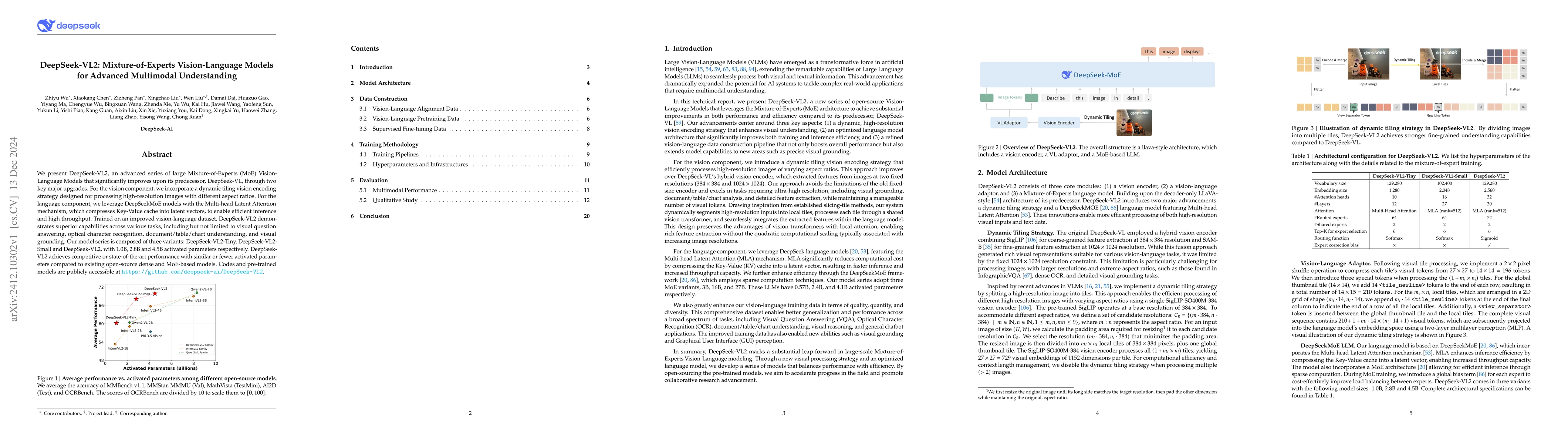 Thumbnail for DeepSeek-VL2: Mixture-of-Experts Vision-Language Models for Advanced
  Multimodal Understanding
