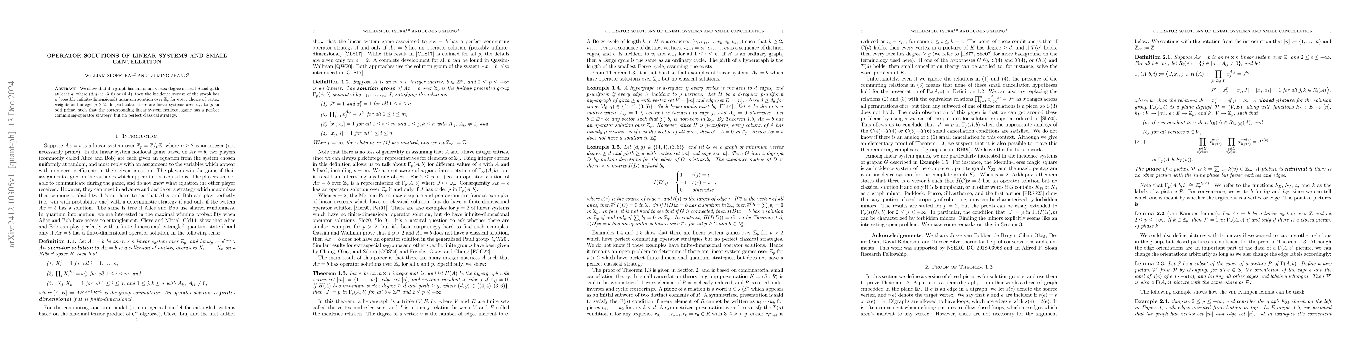 Thumbnail for Operator solutions of linear systems and small cancellation