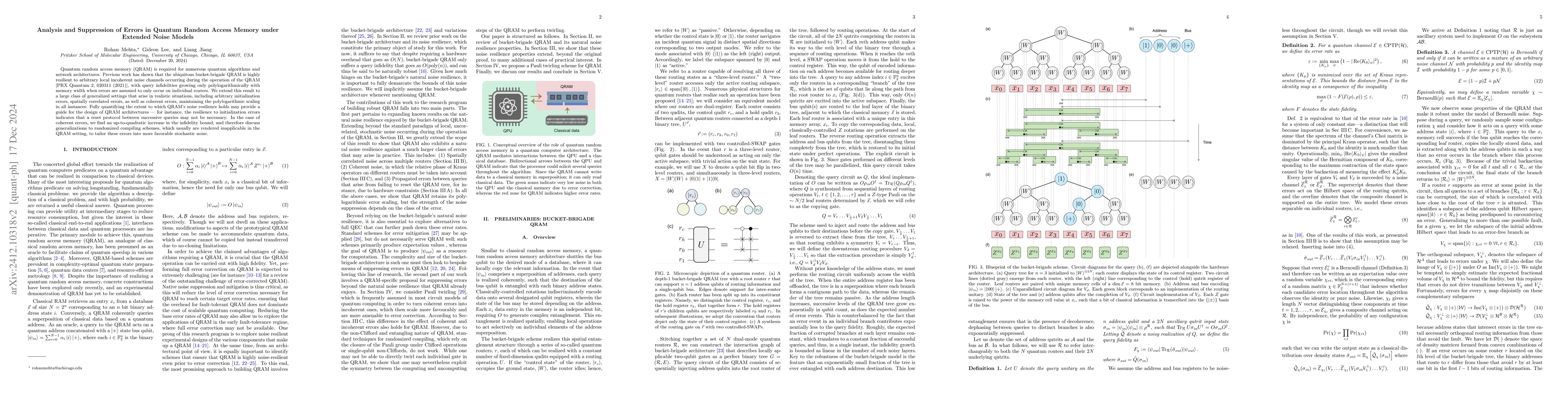 Thumbnail for Analysis and Suppression of Errors in Quantum Random Access Memory under
  Extended Noise Models