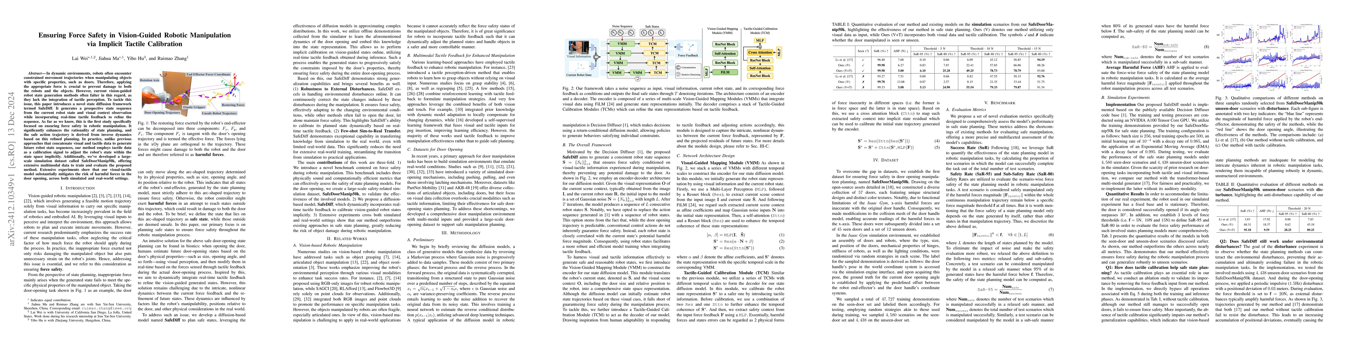 Thumbnail for Ensuring Force Safety in Vision-Guided Robotic Manipulation via Implicit
  Tactile Calibration